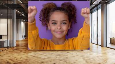 Teenager Brazilian girl over isolated purple background celebrating a victory  Wall mural