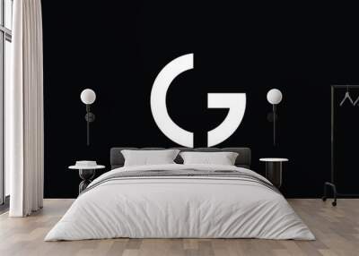 Creative and Minimalist Letter CG Logo Design Icon, Editable in Vector Format in Black and White Color	 Wall mural