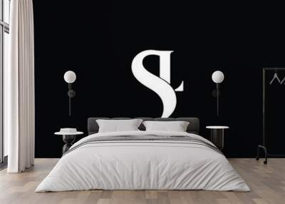 creative and minimalist letter sl logo design icon, editable in vector format in black and white col Wall mural