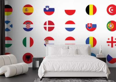 Euro 2024, Flat flags of euro 2024, flags of 24 participating countries in euro 2024
 Wall mural