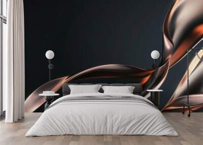 Abstract Background, elegant rose gold accents forming fluid lines on a matte black backdrop, minimalist and sophisticated Wall mural