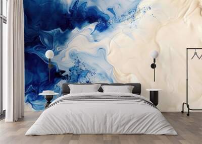 Abstract Background, soft cream tones with bold cobalt blue elements Wall mural