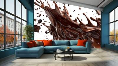 melted chocolate splash cutout isolated on transparent (PNG) background Wall mural