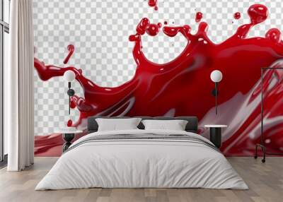 red juice/ syrup splash cutout isolated on transparent (PNG) Background Wall mural