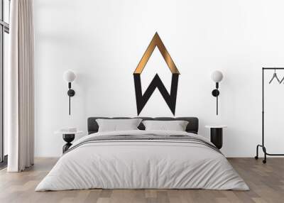 AW, WA , A , W , Abstract Letters Logo Monogram Wall mural