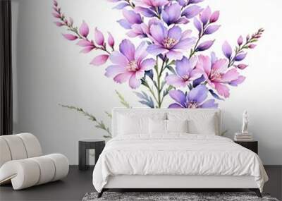 watercolor Spring flower collection. Spring Floral Bouquet flower Watercolor Blue Flower Blooming
 Wall mural