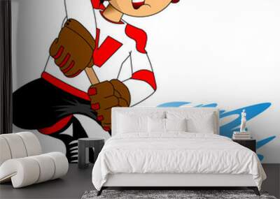 hockey player in a red helmet Wall mural