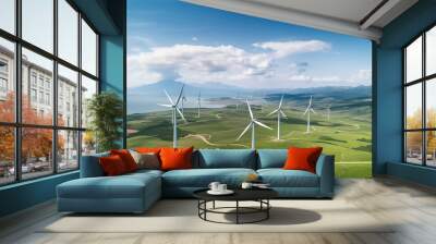 a wind farm against a backdrop of rolling hills Wall mural