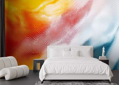 Abstract colorful wave pattern with dynamic shapes and textures in bright hues of orange and blue Wall mural