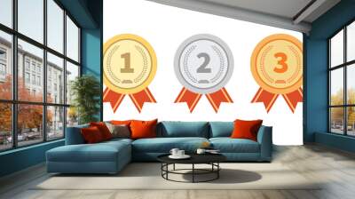 Three medals with red ribbons Wall mural