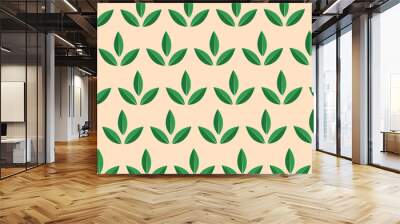 Green leaves pattern vector template Wall mural