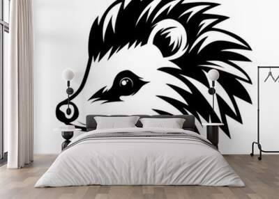 Hedgehog head black silhouette logo vector Wall mural