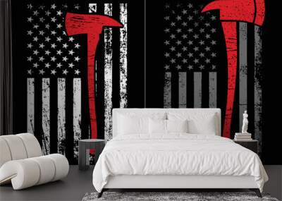 Fire Fighter Axe 4th Of July Design Wall mural