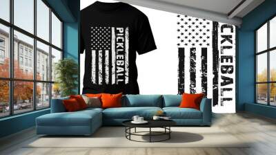 Pickleball US Flag T Shirt Design Wall mural