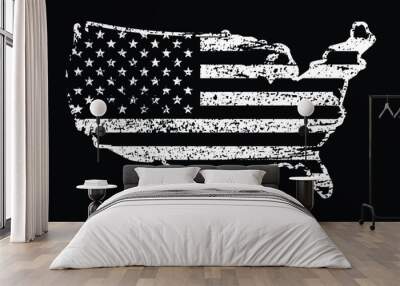 USA Distressed Flag Map. American Grunge Flag Map Wall mural