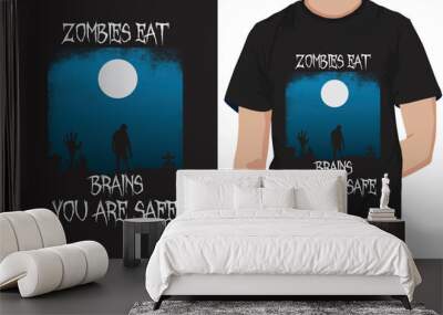 Zombie t shirt design template Wall mural