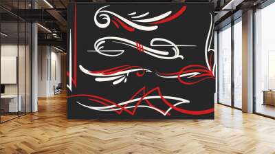 two colored pinstriping ornaments set Wall mural