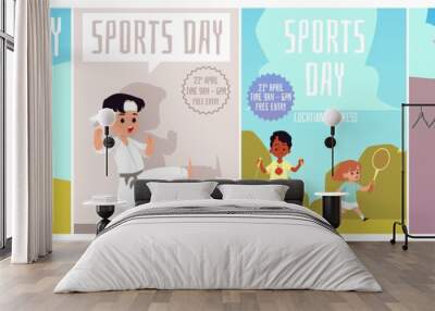 A set of vector posters with space for text for children sports events. Wall mural