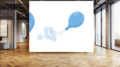 Balloon kids toy full of air and deflating, flat vector illustration isolated. Wall mural