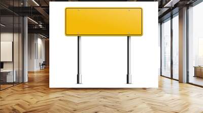 Blank yellow information signpost mockup realistic vector illustration isolated. Wall mural