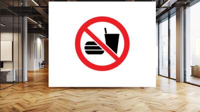 Bringing food and beverage is forbidden red sign vector illustration isolated. Wall mural