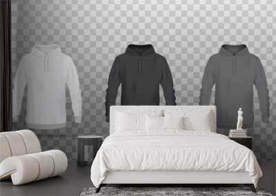 Front view sweatshirts or hoodies realistic vector mockup illustration isolated. Wall mural