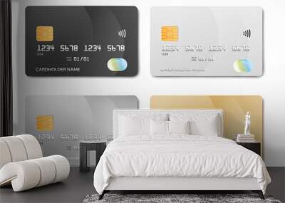 Plastic bank card design template set - isolated credit or debit cards mockup Wall mural