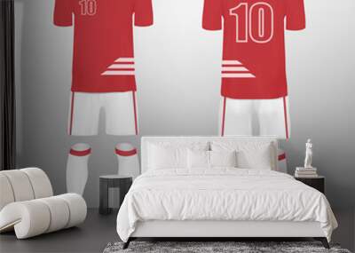 Realistic football player uniform kit mockup from front and back view Wall mural