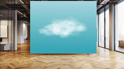 Realistic white fog cloud isolated on sky blue background Wall mural