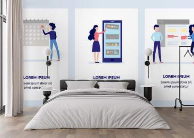 Using and customizing application vertical banners set - mobile app with user-friendly interface concept. Isolated flat vector illustration of people performing custom settings. Wall mural