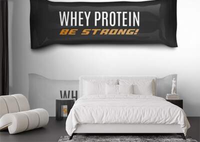 Whey protein food bars packaging set, realistic vector illustration isolated. Wall mural