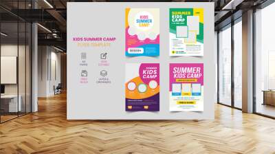 Kids summer flyer design and professional camp leaflet template Wall mural