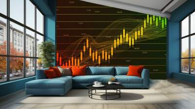 Stock market charts - abstract background of stock exchange quotes and market indicators - financial data and business growth view - 3D Illustration Wall mural