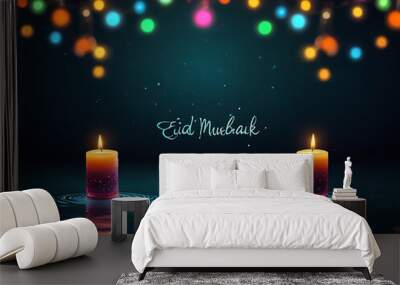 islamic eid background design with glow light effect Wall mural