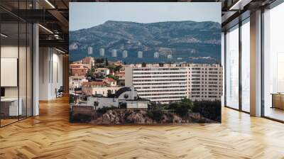 MARSEILLE, FRANCE-JUNE 2022: panoramic view of the city from the Basilica Wall mural