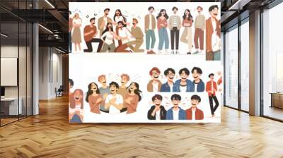 vector set of a group of people laughing in a flat design style Wall mural