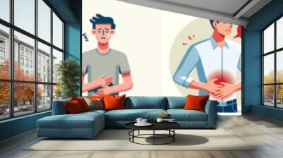 vector set of people having stomach aches in flat design style Wall mural