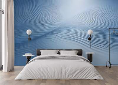  A photorealistic depiction of an abstract linear blue lines pattern, resembling a technology background. The image showcases a minimalist design with curved and straight thin stripes of light blue co Wall mural