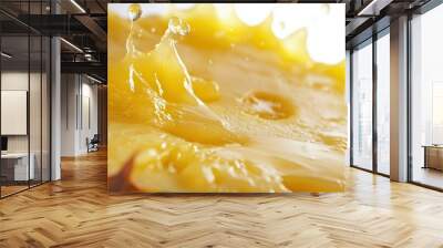 Close-Up of Fresh Pineapple Slice with Juice Splashing: Captures the juiciness and texture of a fresh pineapple slice as it splashes on a white background. Wall mural