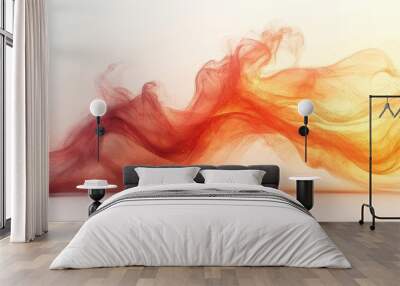 Dynamic red flames isolated on a crisp white background Wall mural