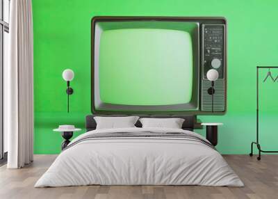 Green screen TV mockup on an isolated green screen background, perfect for adding custom content or designs. Wall mural