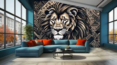 lion head vector generated by AI technology Wall mural