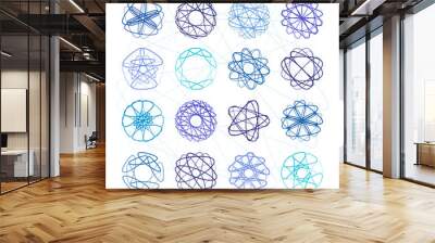 Set of vector spirograph design elements. Wall mural