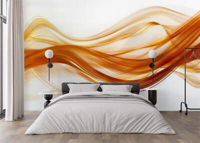 Abstract golden wave flowing over a white background. Wall mural