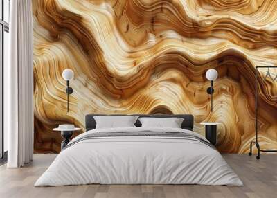 Abstract wavy golden background with a 3D effect. Wall mural