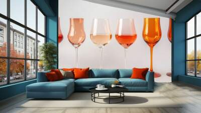 Collection set of red white rosé rose champagne wine glass goblet  Wall mural