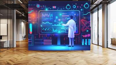 Medical technology, innovation health and medical research, healthcare and medicine concept. Doctor or technician working with AI data analysis, lab experiment, data science Wall mural