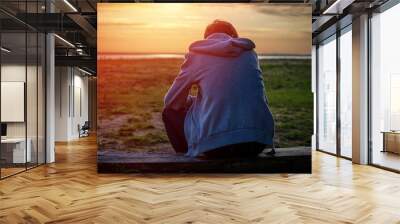 Sad Young Man Wall mural