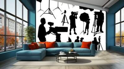 cameraman and film objects vector Wall mural