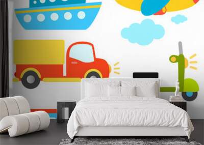 cartoon vehicles vector Wall mural